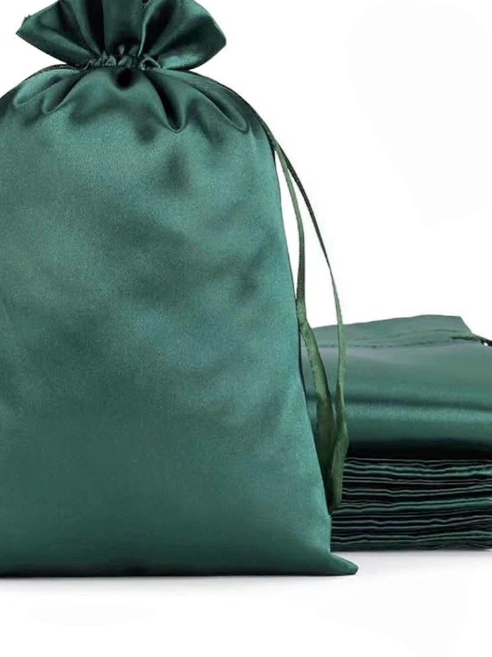 Green Drawstring Cosmetic Pouch Like New